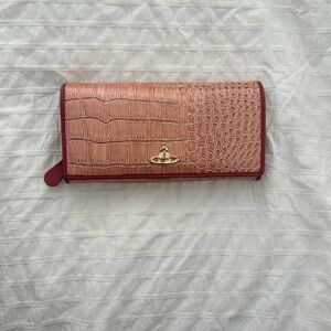 Vivienne Westwood Blush Pink Croc-Embossed Wallet